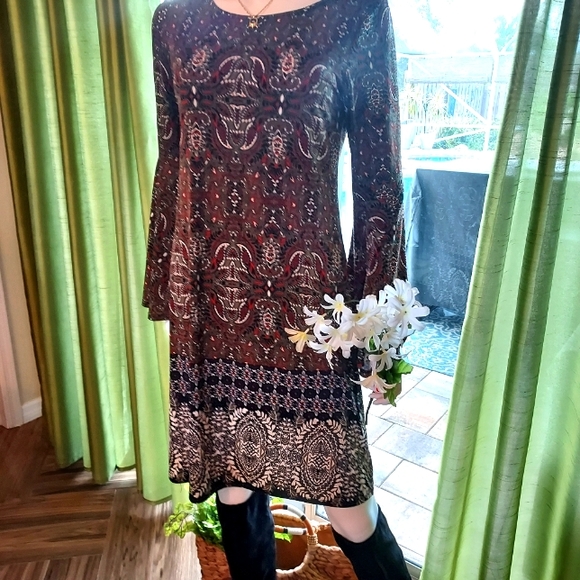Tamera Bolero Slipover Dress with Bell Sleeves. - Picture 2 of 16